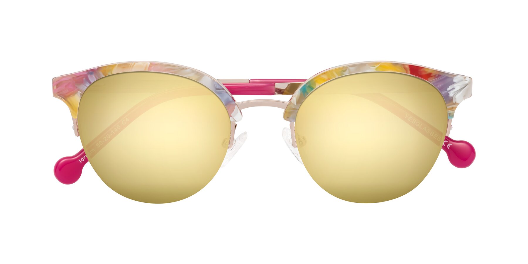 Folded Front of Icream in Fruit-Rose Gold with Gold Mirrored Lenses