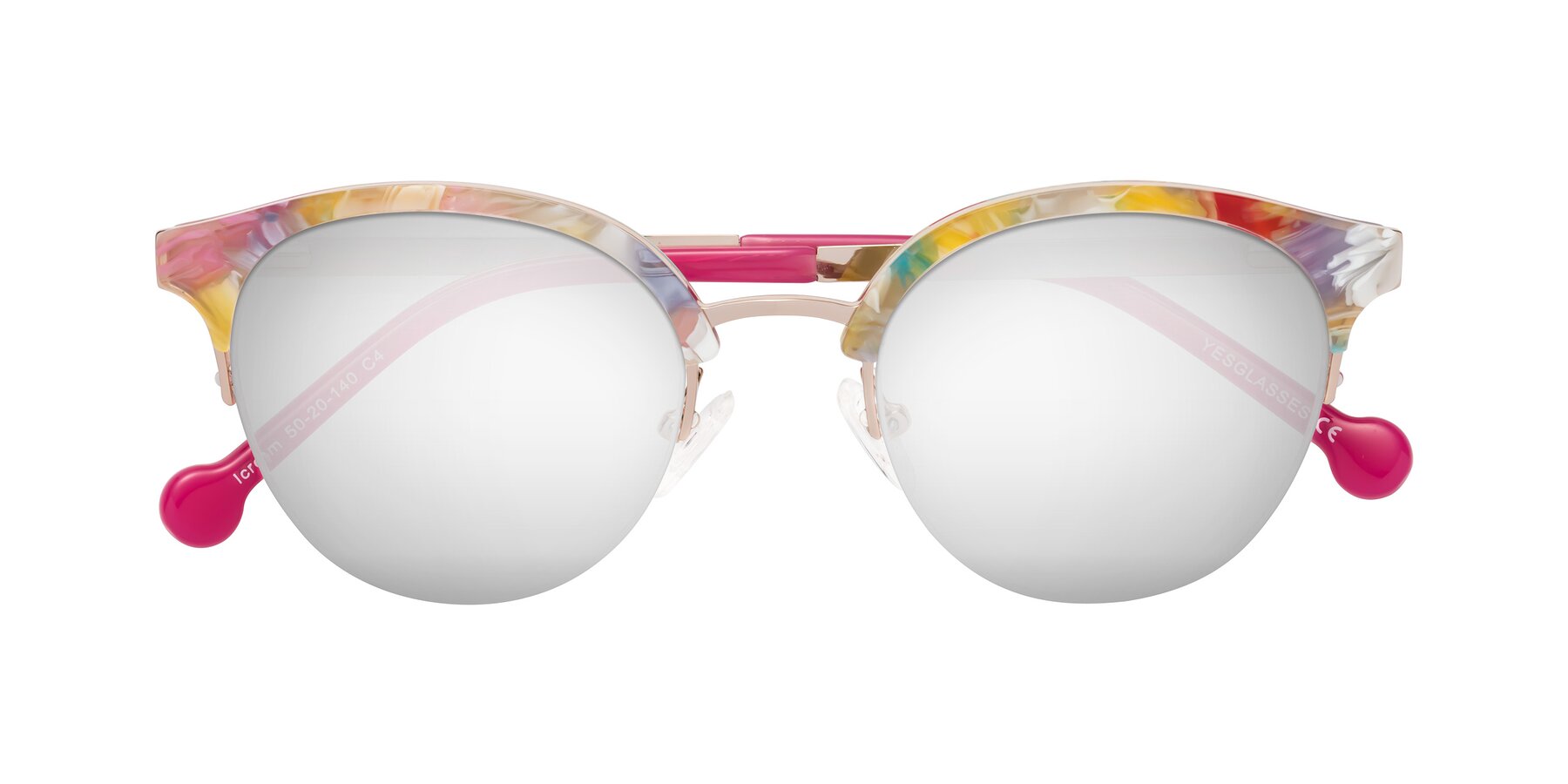 Folded Front of Icream in Fruit-Rose Gold with Silver Mirrored Lenses