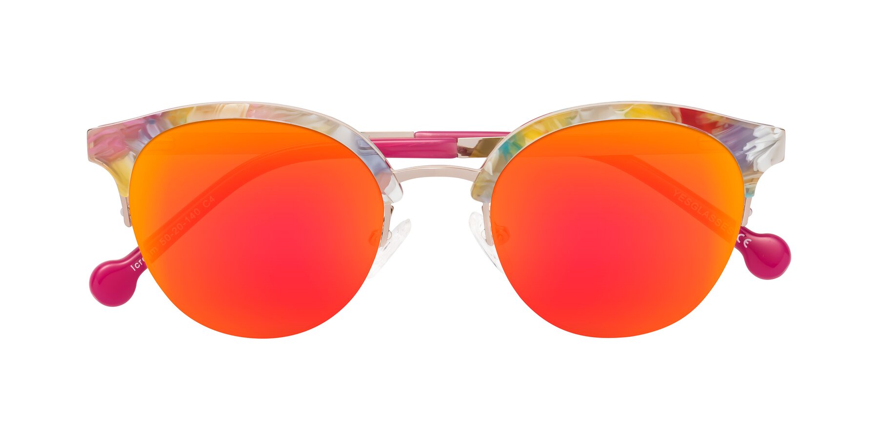 Folded Front of Icream in Fruit-Rose Gold with Red Gold Mirrored Lenses