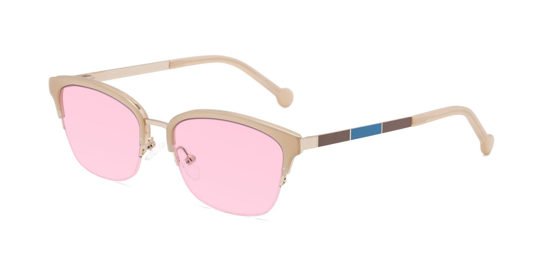 Angle of Jewels in Beige-Gold with Light Pink Tinted Lenses