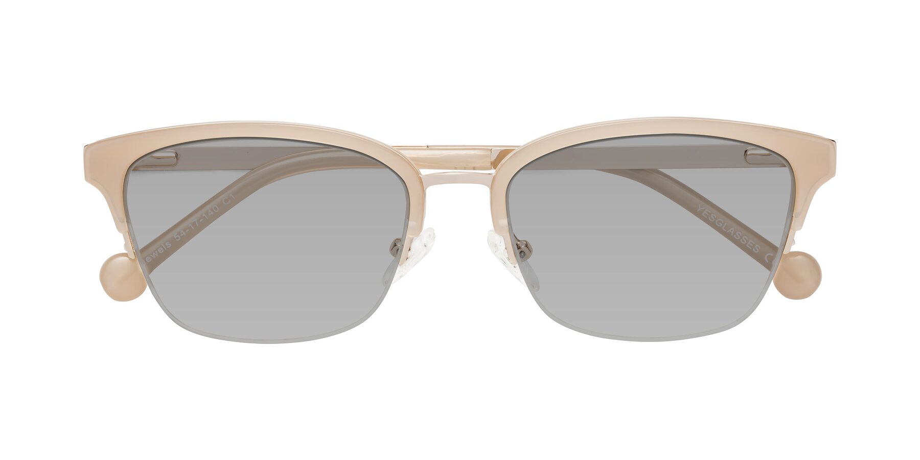 Folded Front of Jewels in Beige-Gold with Light Gray Tinted Lenses