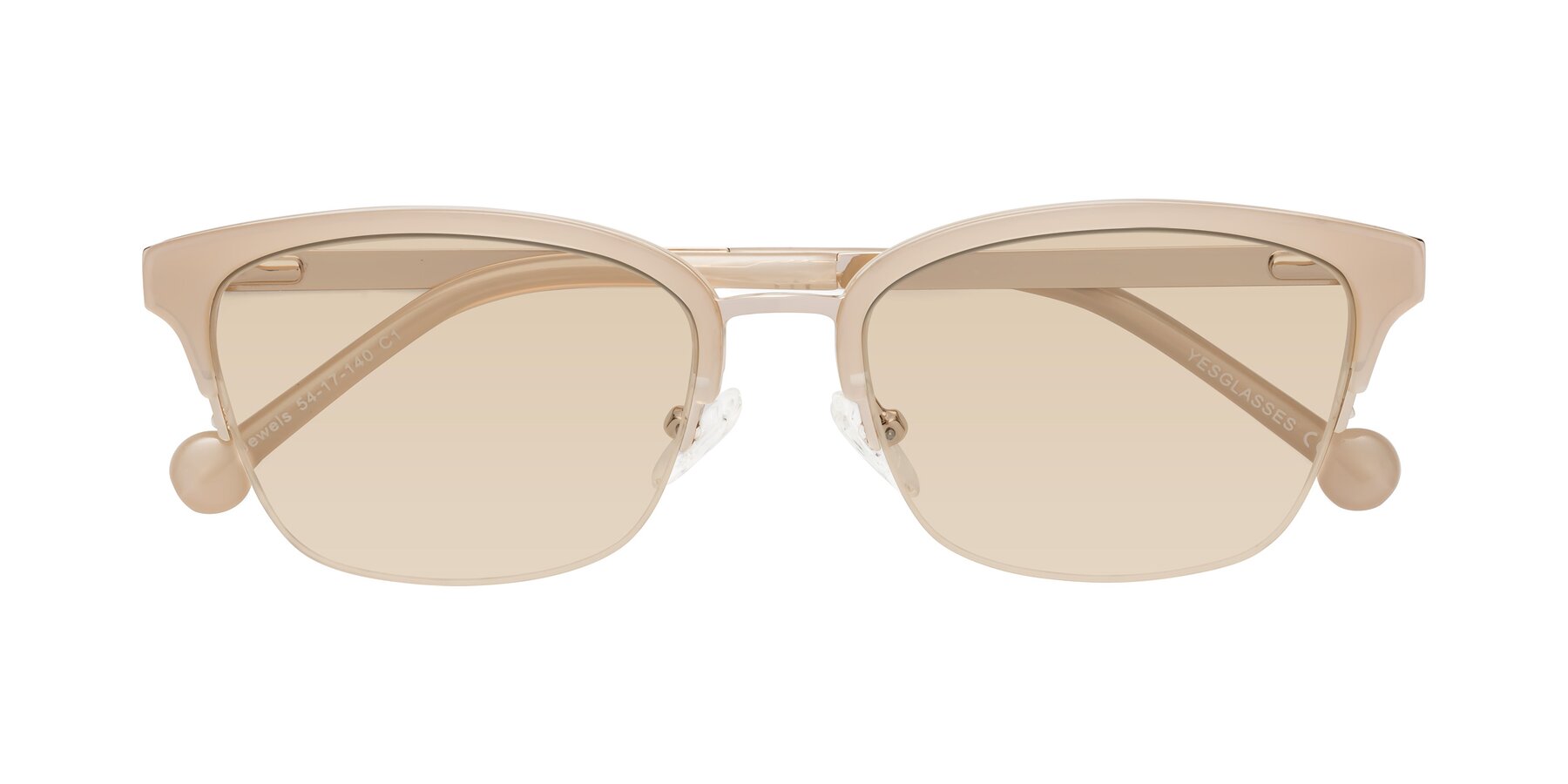 Folded Front of Jewels in Beige-Gold with Light Brown Tinted Lenses