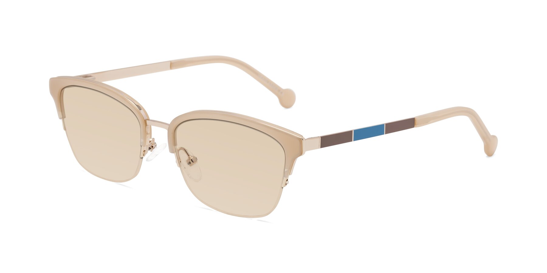 Angle of Jewels in Beige-Gold with Light Brown Tinted Lenses