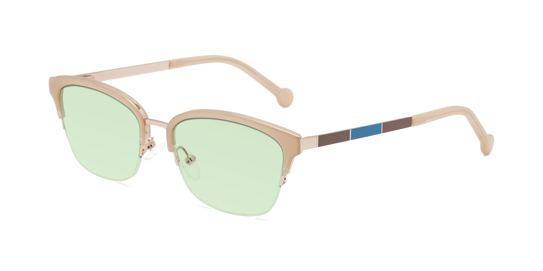 Angle of Jewels in Beige-Gold with Light Green Tinted Lenses