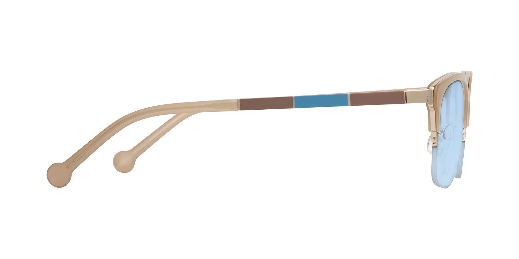 Side of Jewels in Beige-Gold with Light Blue Tinted Lenses