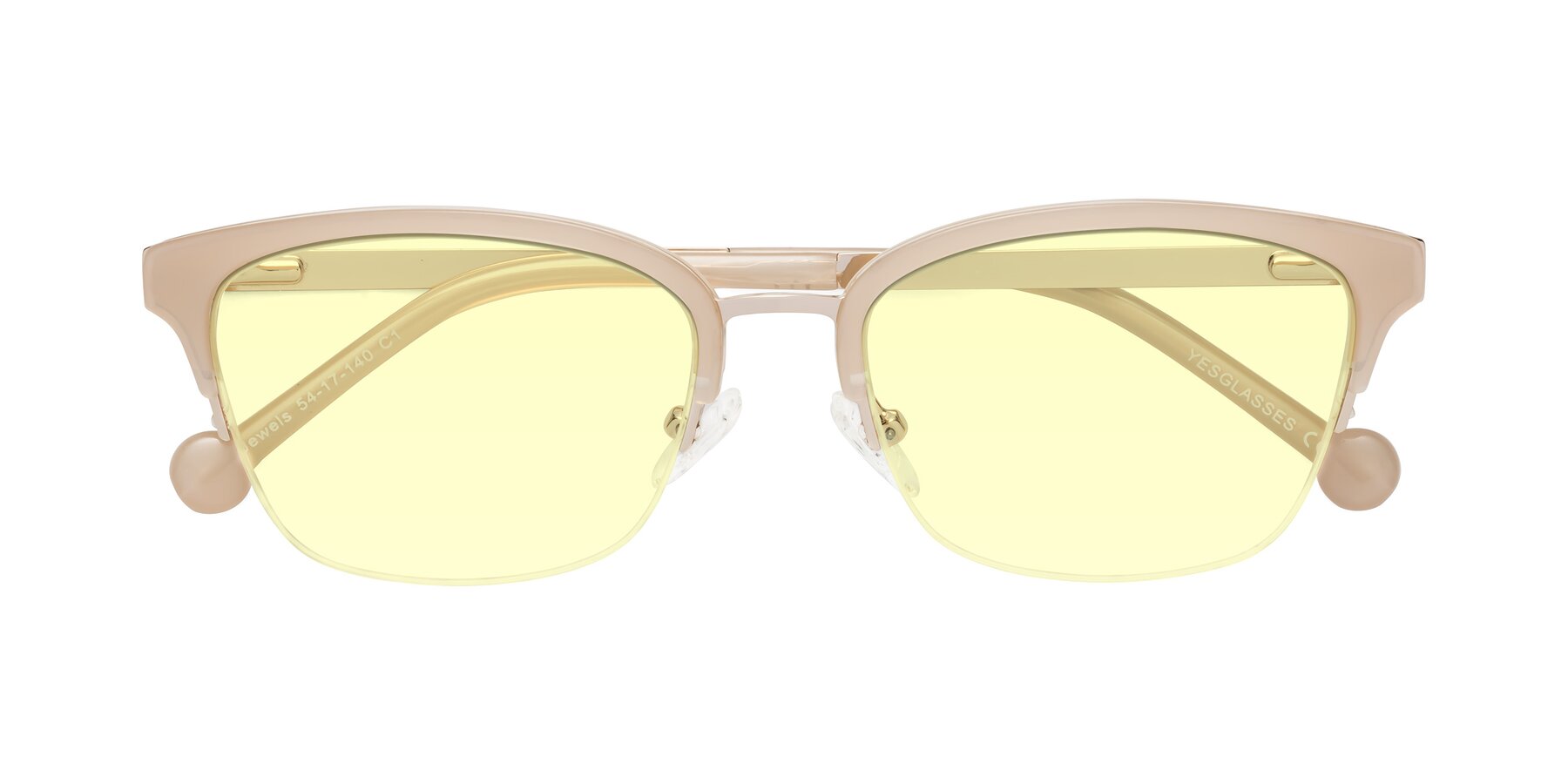 Folded Front of Jewels in Beige-Gold with Light Yellow Tinted Lenses