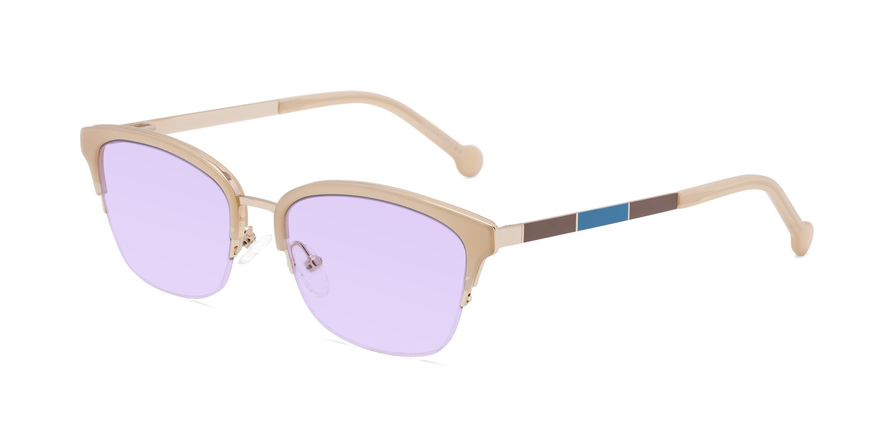 Angle of Jewels in Beige-Gold with Light Purple Tinted Lenses