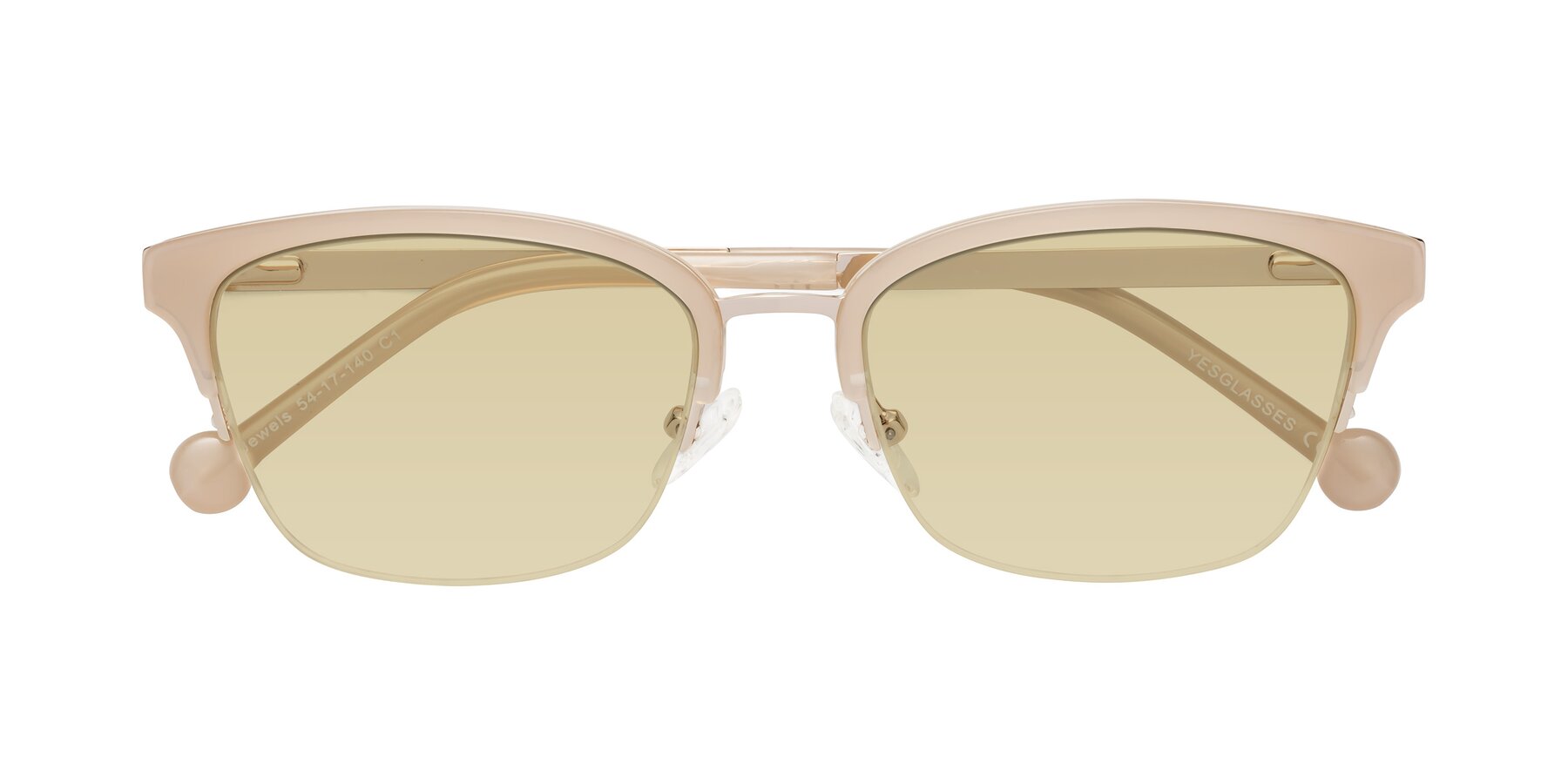 Folded Front of Jewels in Beige-Gold with Light Champagne Tinted Lenses