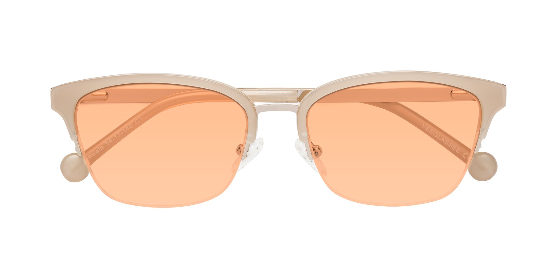 Folded Front of Jewels in Beige-Gold with Light Orange Tinted Lenses