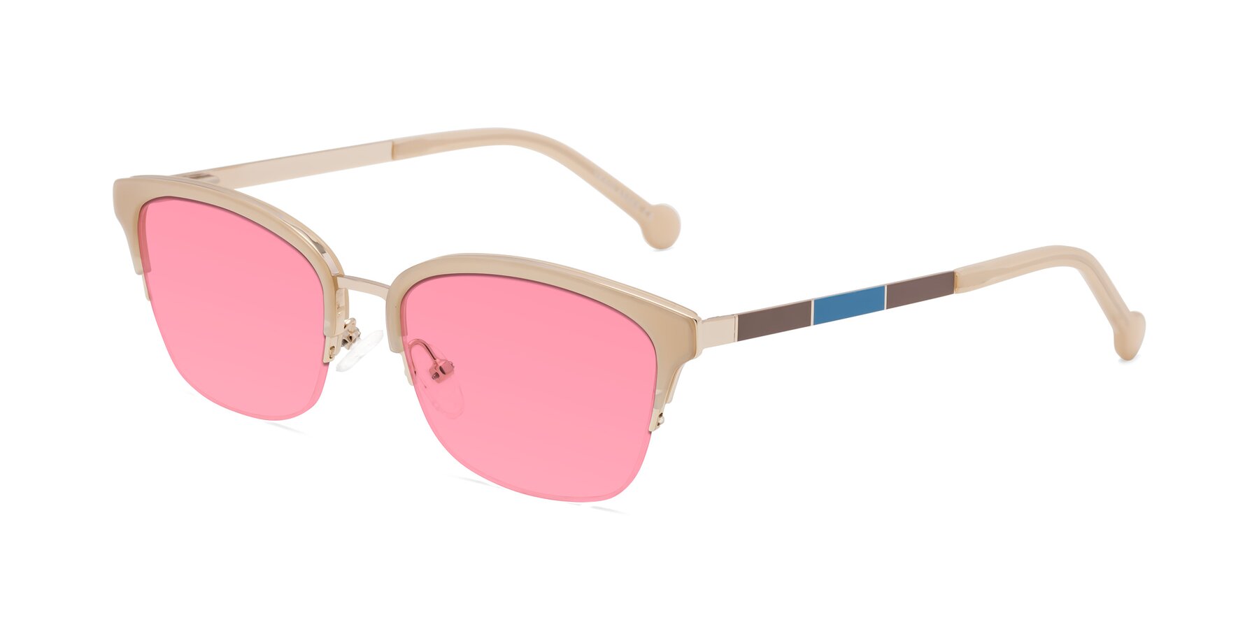 Angle of Jewels in Beige-Gold with Pink Tinted Lenses