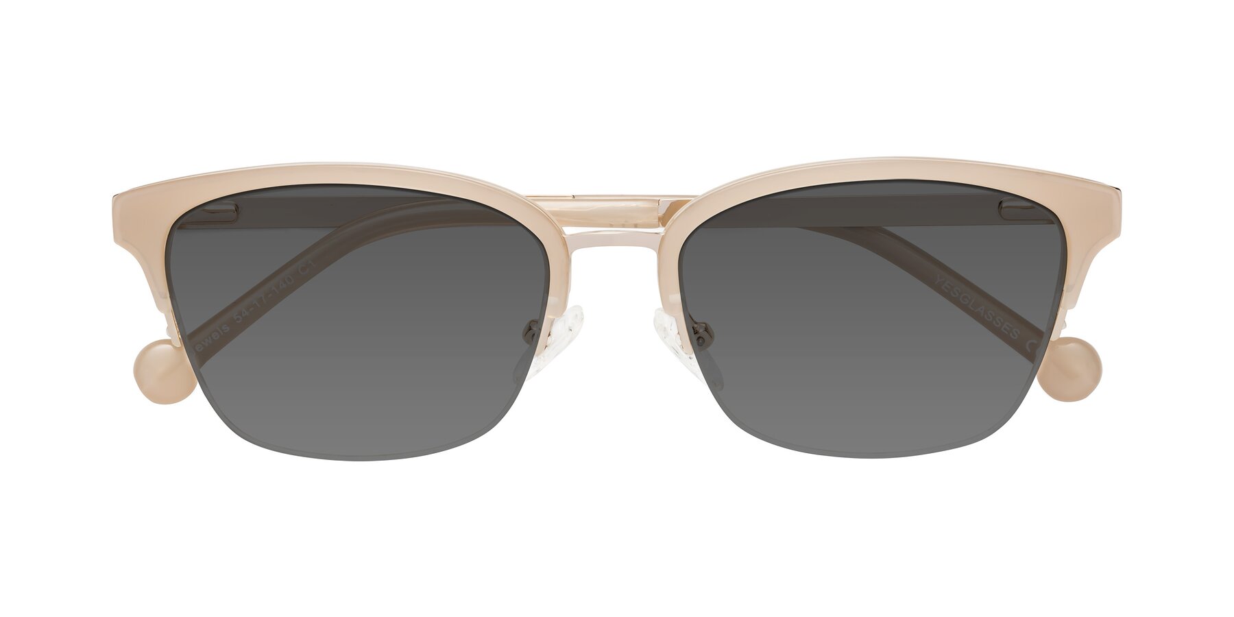 Folded Front of Jewels in Beige-Gold with Medium Gray Tinted Lenses