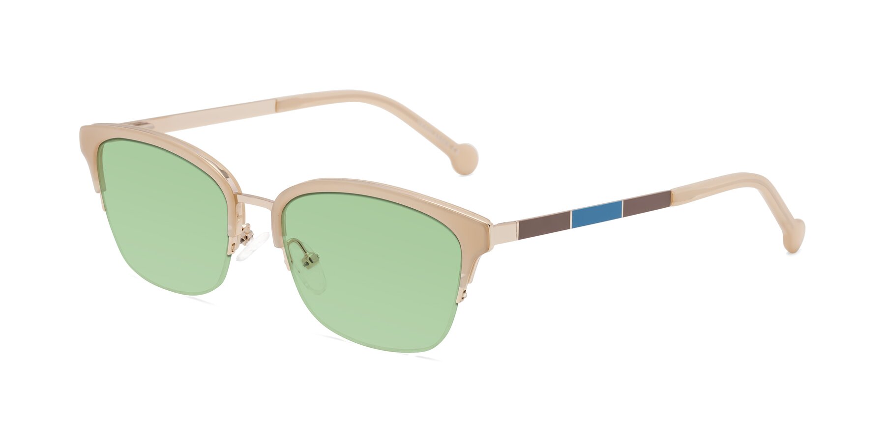 Angle of Jewels in Beige-Gold with Medium Green Tinted Lenses