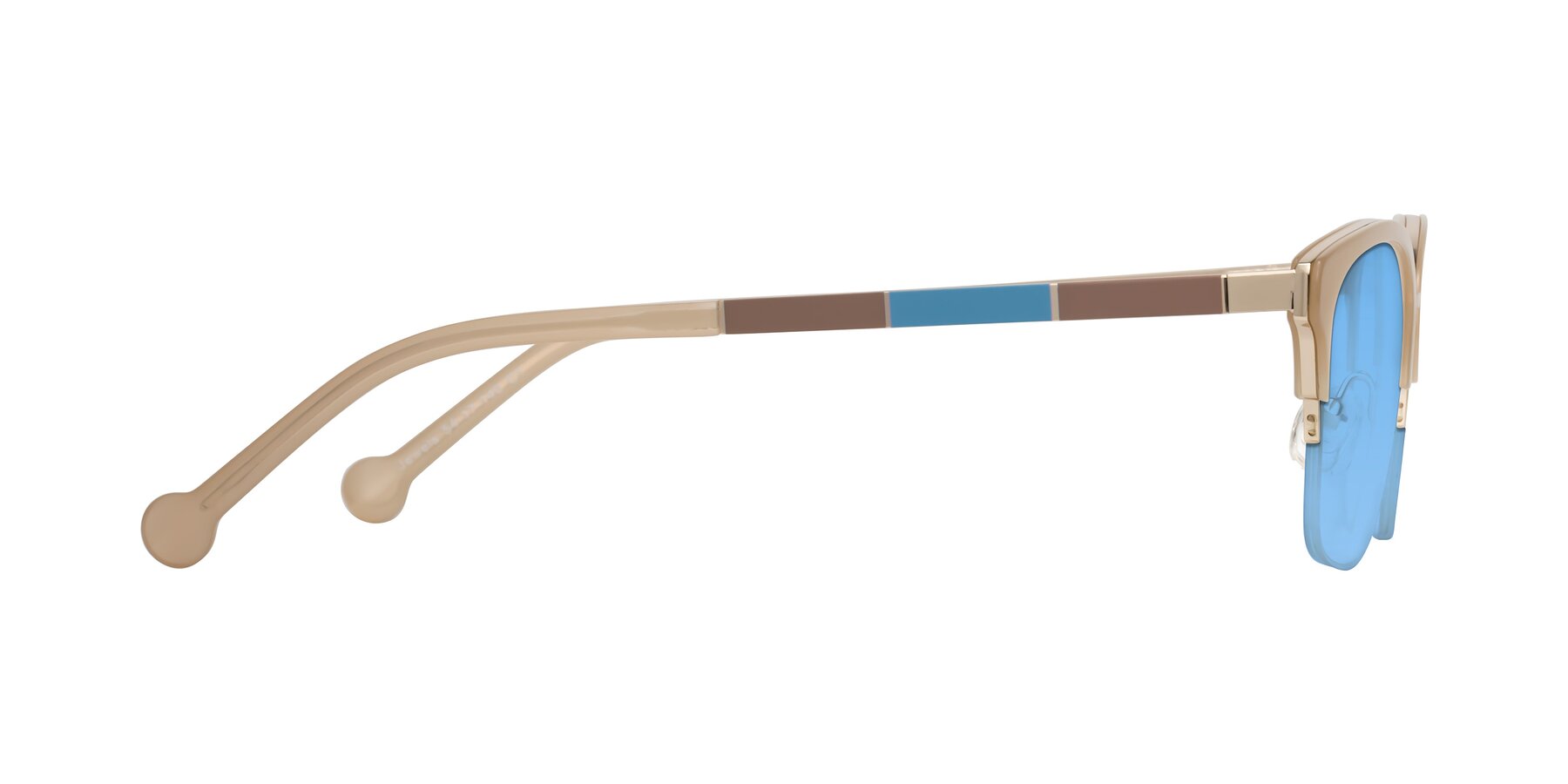 Side of Jewels in Beige-Gold with Medium Blue Tinted Lenses