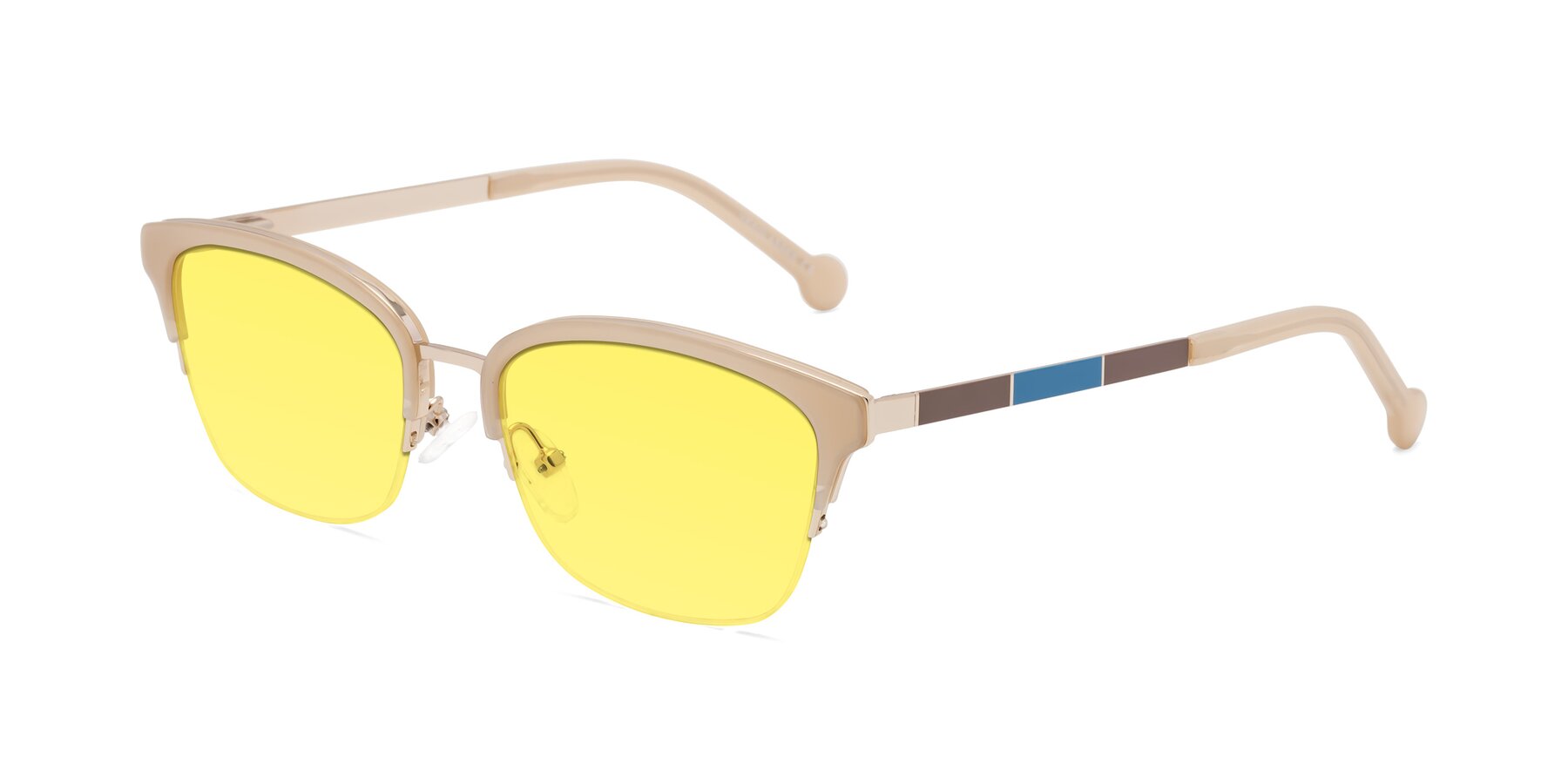 Angle of Jewels in Beige-Gold with Medium Yellow Tinted Lenses