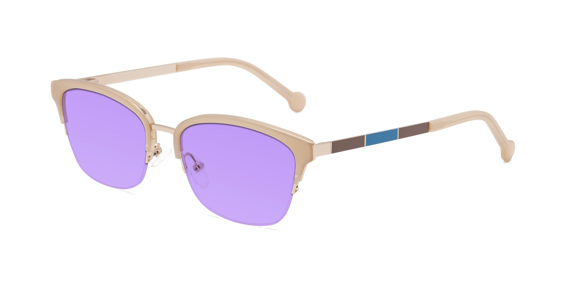 Angle of Jewels in Beige-Gold with Medium Purple Tinted Lenses