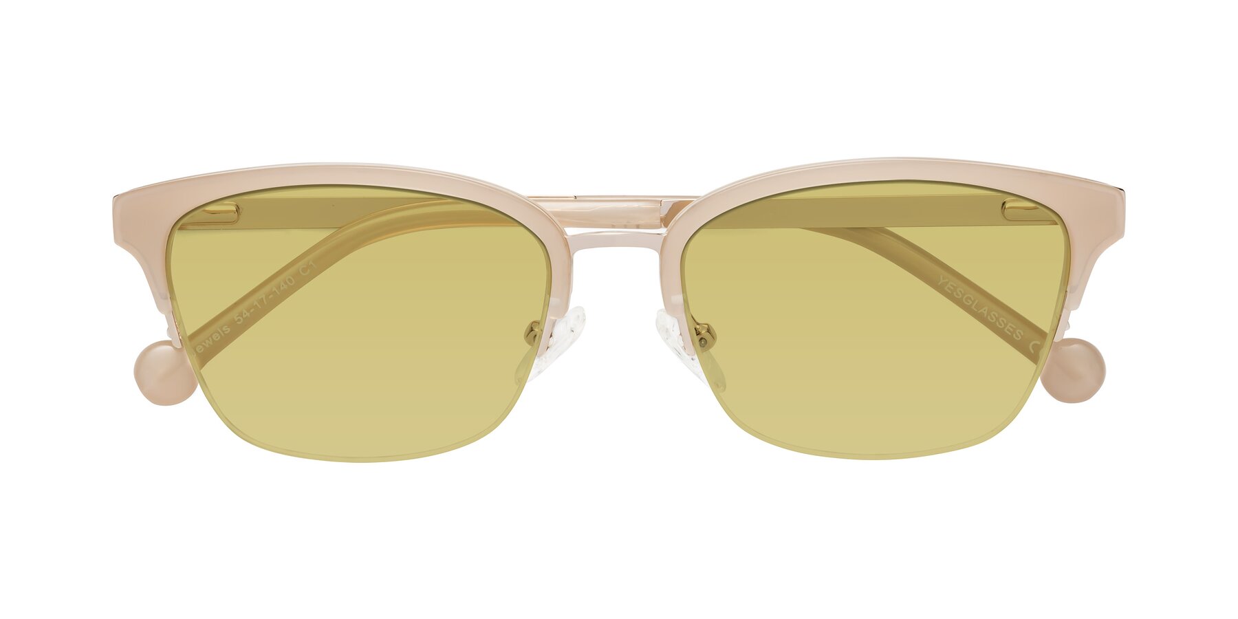 Folded Front of Jewels in Beige-Gold with Medium Champagne Tinted Lenses