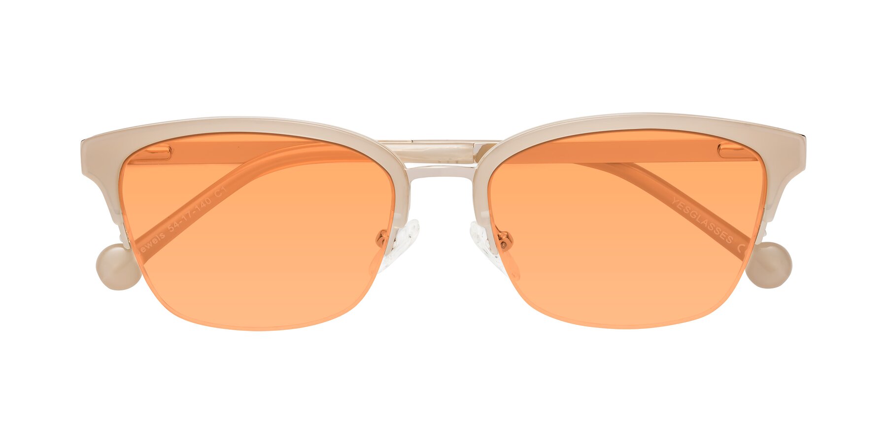 Folded Front of Jewels in Beige-Gold with Medium Orange Tinted Lenses