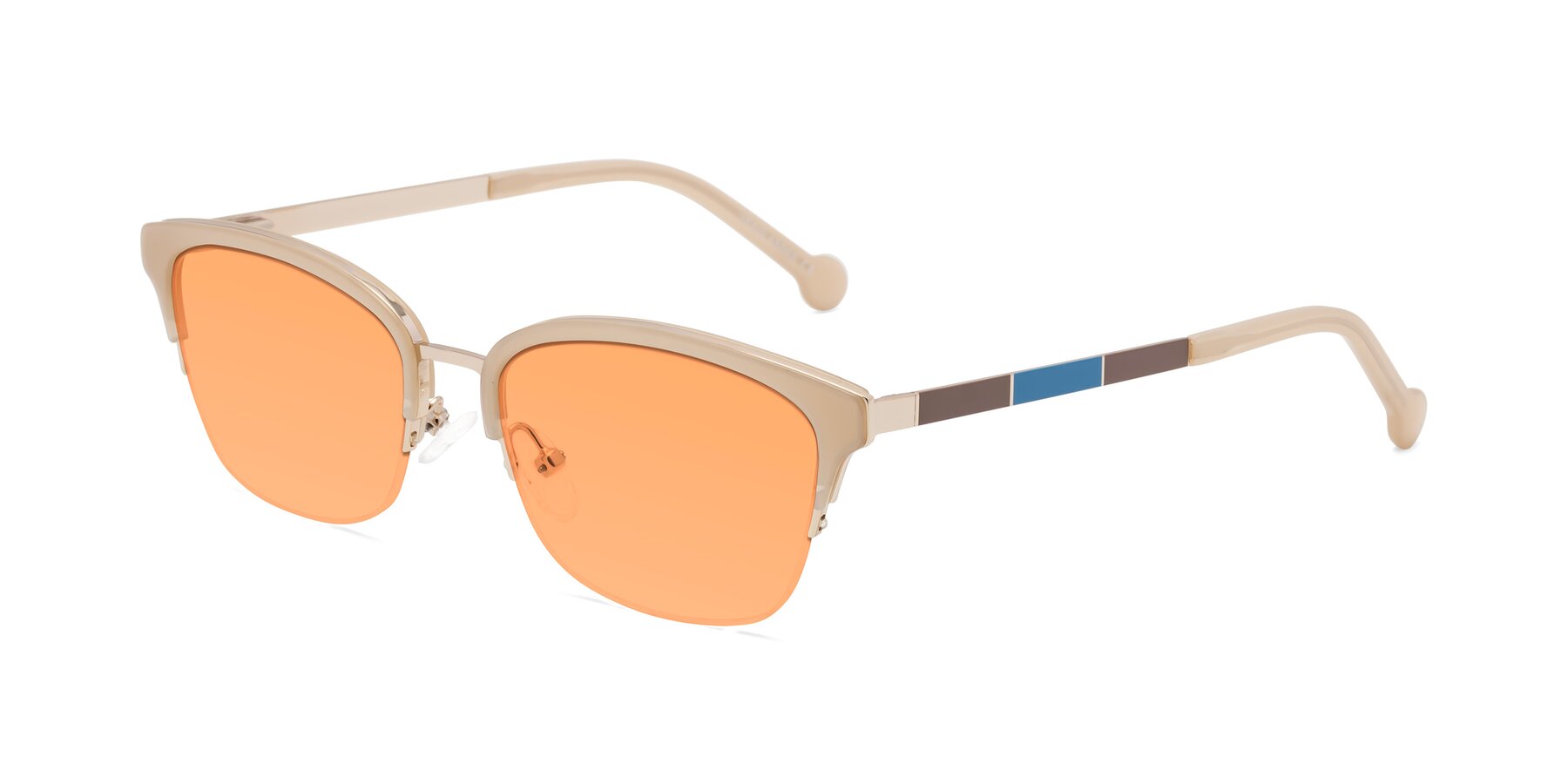 Angle of Jewels in Beige-Gold with Medium Orange Tinted Lenses