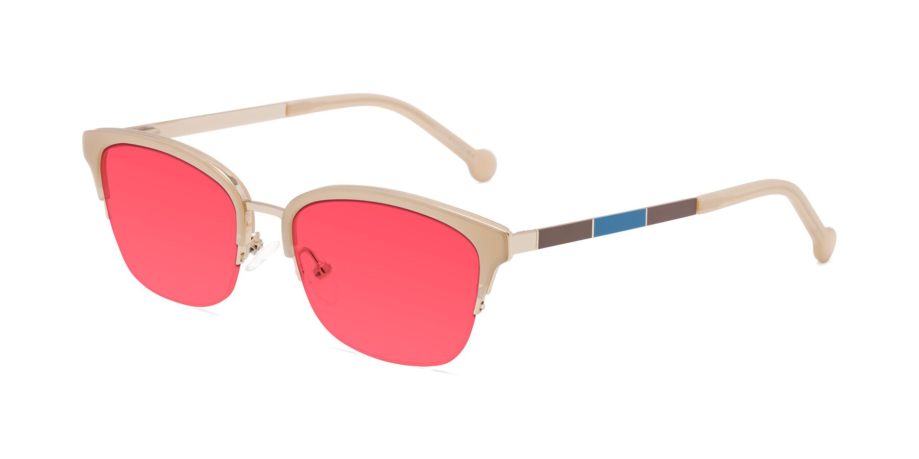 Angle of Jewels in Beige-Gold with Red Tinted Lenses