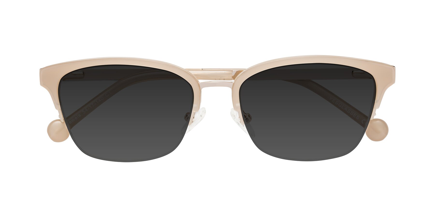 Folded Front of Jewels in Beige-Gold with Gray Tinted Lenses