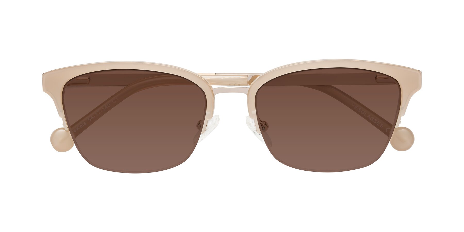 Folded Front of Jewels in Beige-Gold with Brown Tinted Lenses