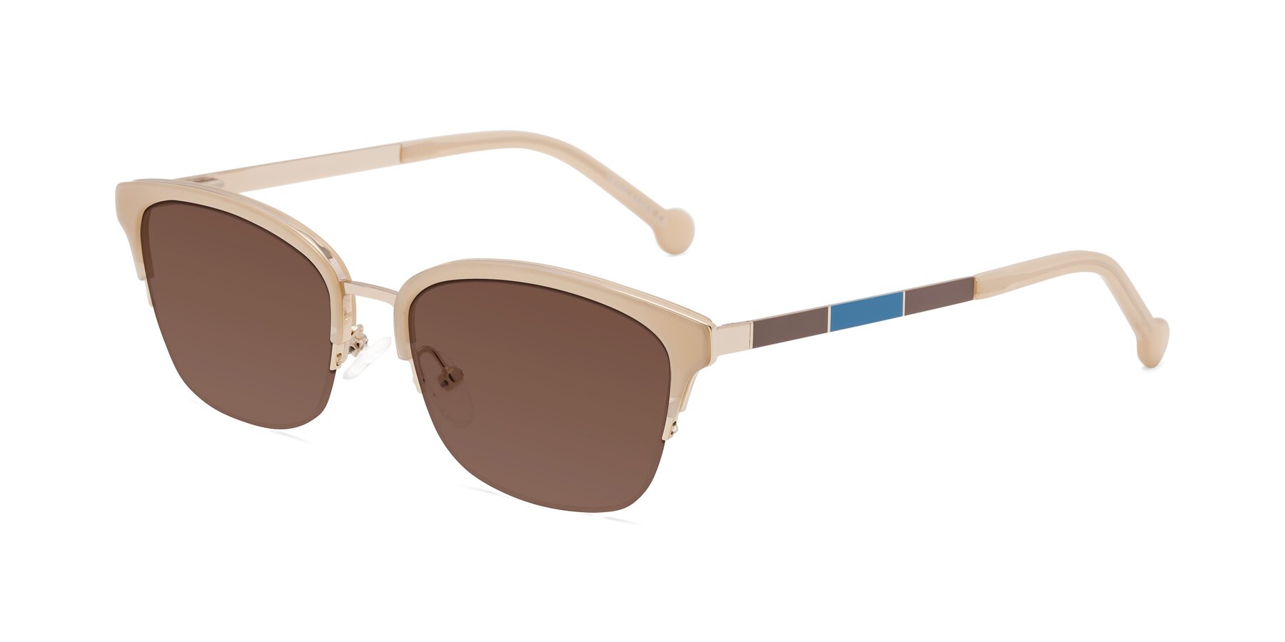 Angle of Jewels in Beige-Gold with Brown Tinted Lenses