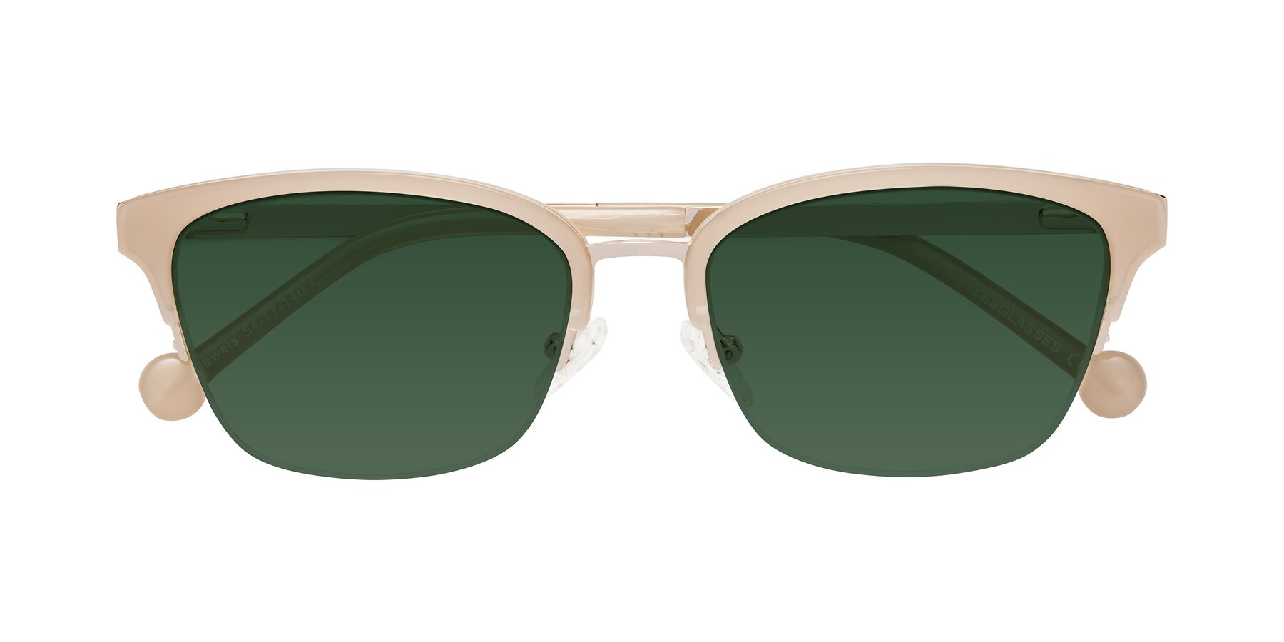 Folded Front of Jewels in Beige-Gold with Green Tinted Lenses