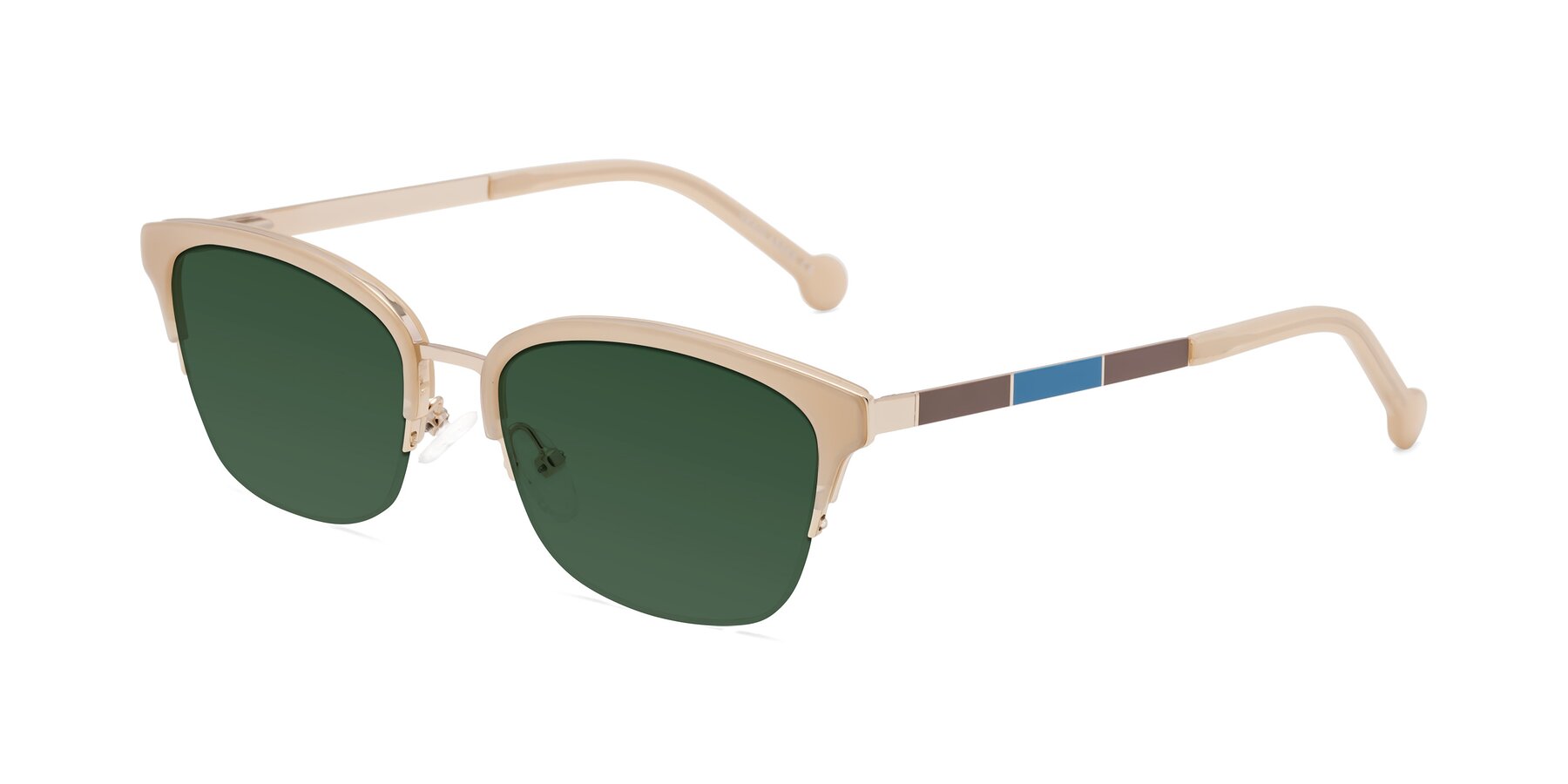 Angle of Jewels in Beige-Gold with Green Tinted Lenses