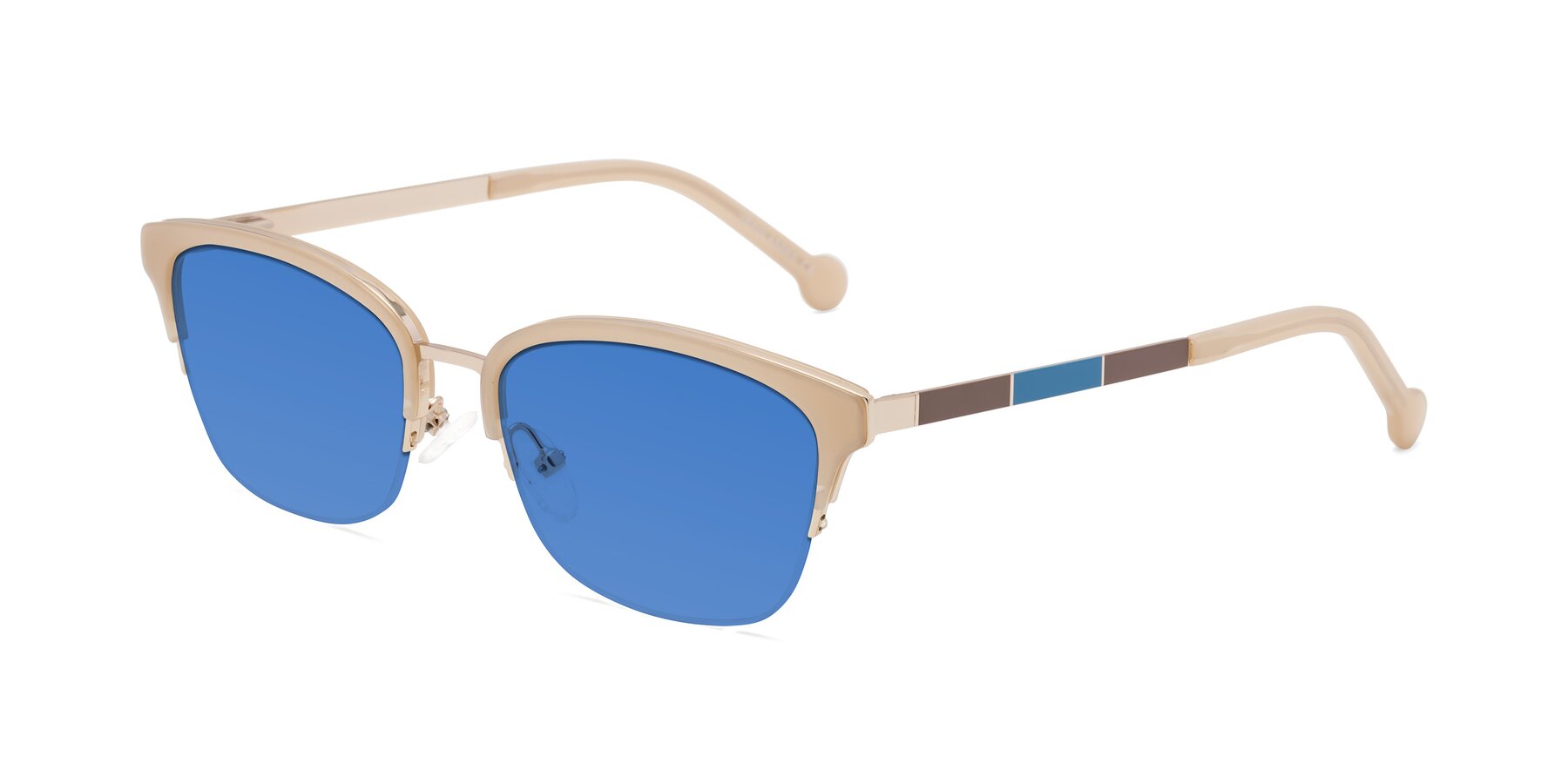 Angle of Jewels in Beige-Gold with Blue Tinted Lenses