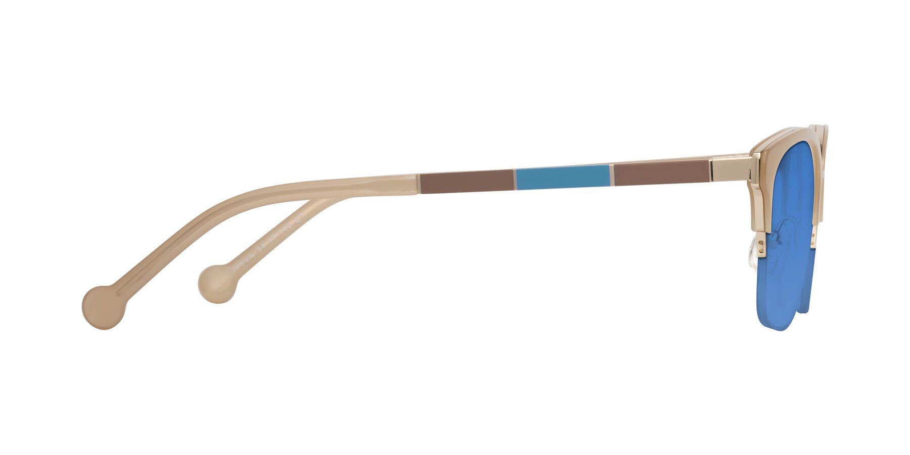 Side of Jewels in Beige-Gold with Blue Tinted Lenses