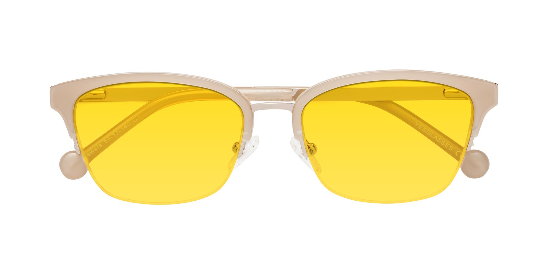 Folded Front of Jewels in Beige-Gold with Yellow Tinted Lenses