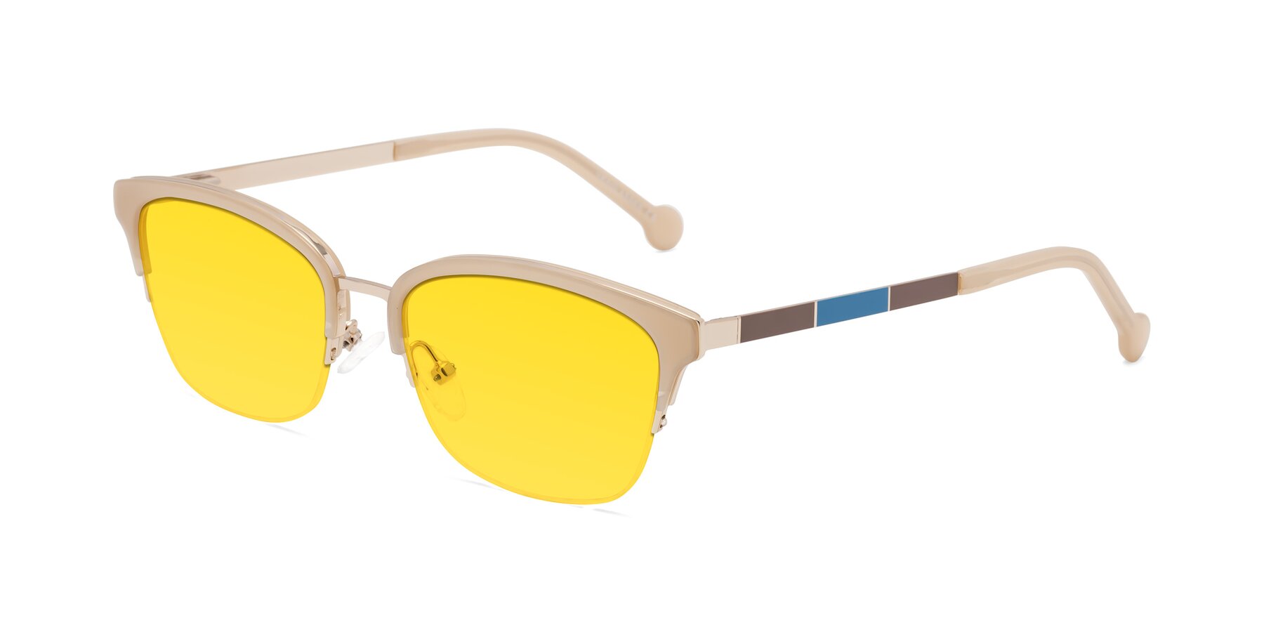 Angle of Jewels in Beige-Gold with Yellow Tinted Lenses