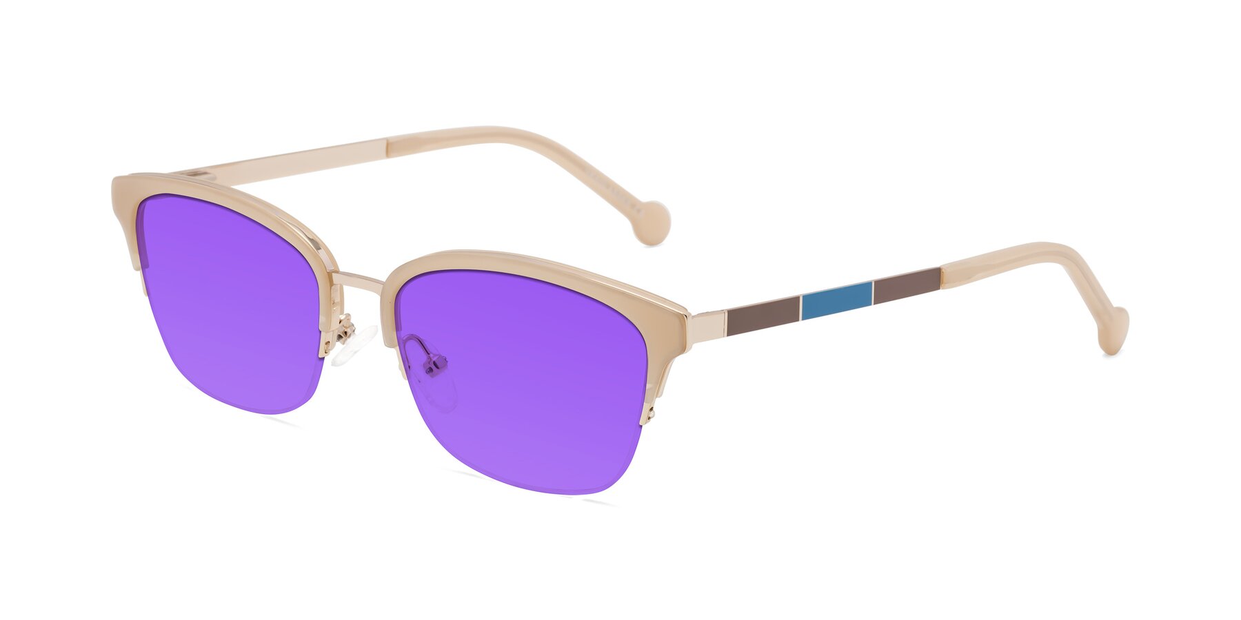 Angle of Jewels in Beige-Gold with Purple Tinted Lenses