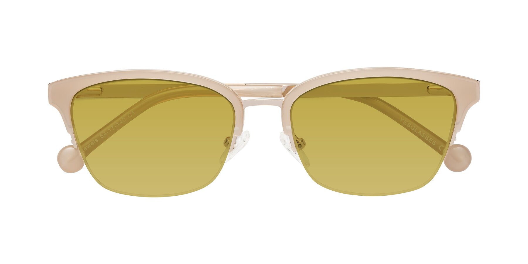 Folded Front of Jewels in Beige-Gold with Champagne Tinted Lenses