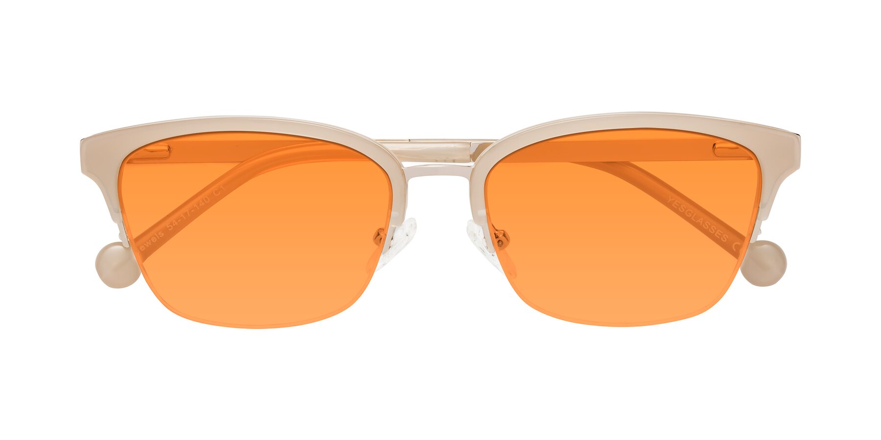 Folded Front of Jewels in Beige-Gold with Orange Tinted Lenses