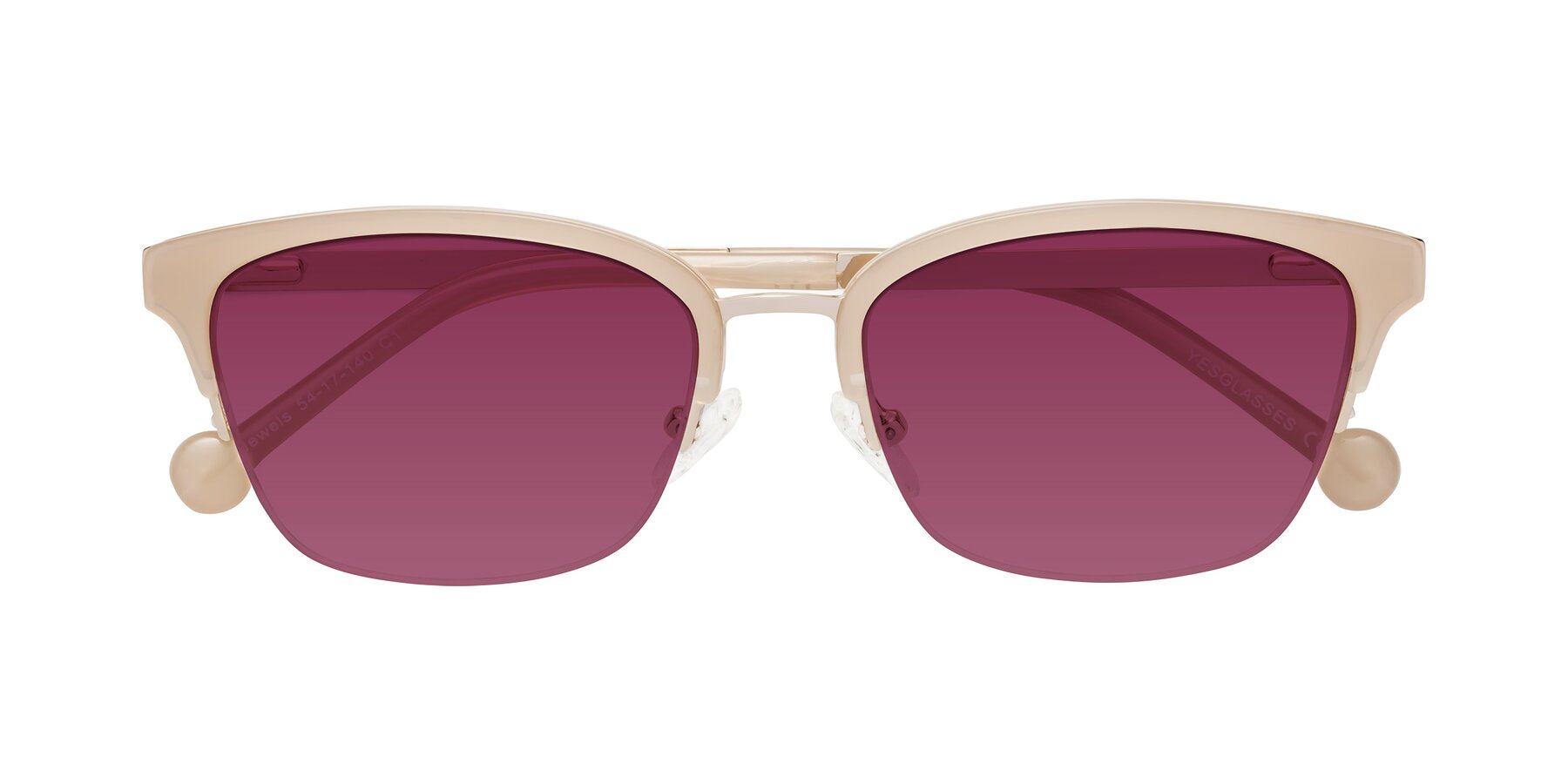 Folded Front of Jewels in Beige-Gold with Wine Tinted Lenses