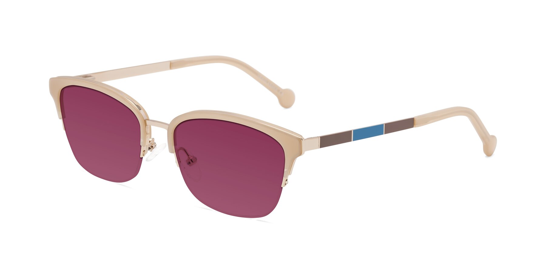 Angle of Jewels in Beige-Gold with Wine Tinted Lenses