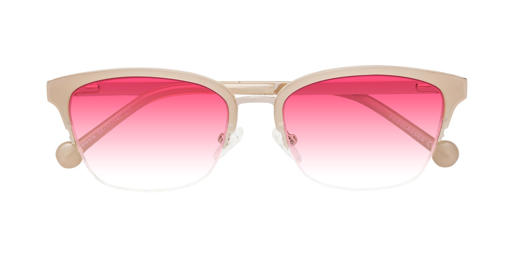 Folded Front of Jewels in Beige-Gold with Pink Gradient Lenses