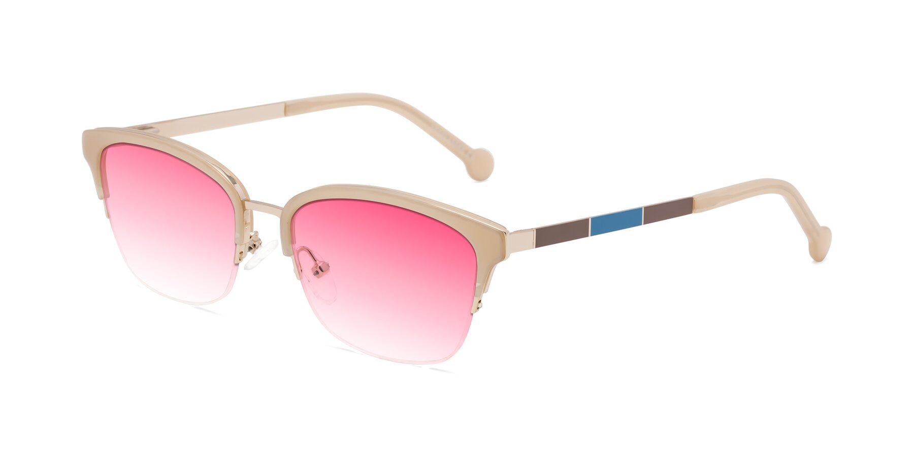 Angle of Jewels in Beige-Gold with Pink Gradient Lenses