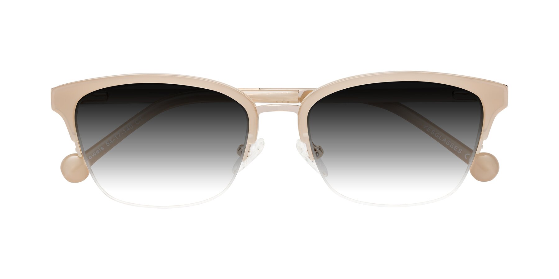 Folded Front of Jewels in Beige-Gold with Gray Gradient Lenses