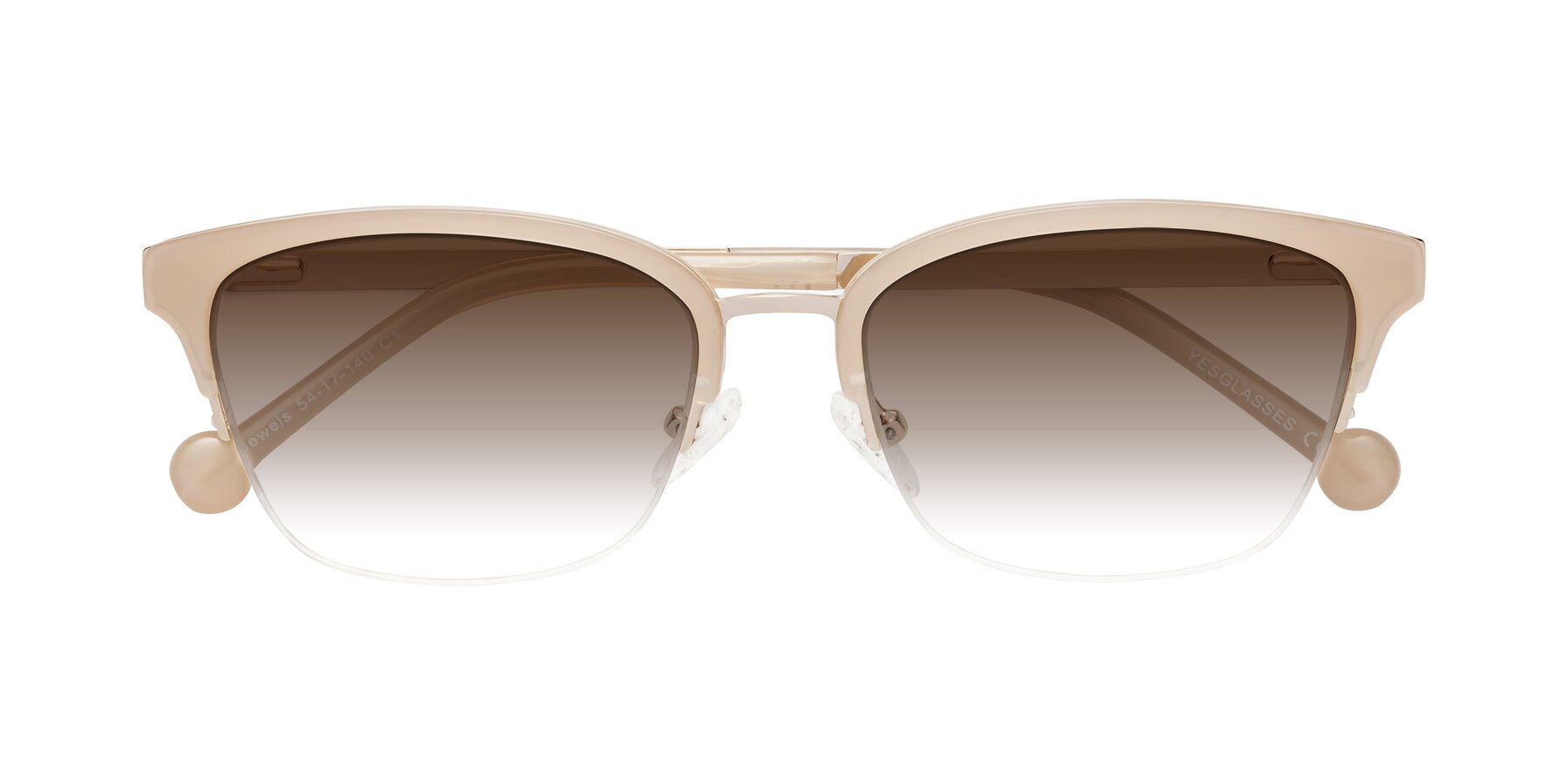 Folded Front of Jewels in Beige-Gold with Brown Gradient Lenses