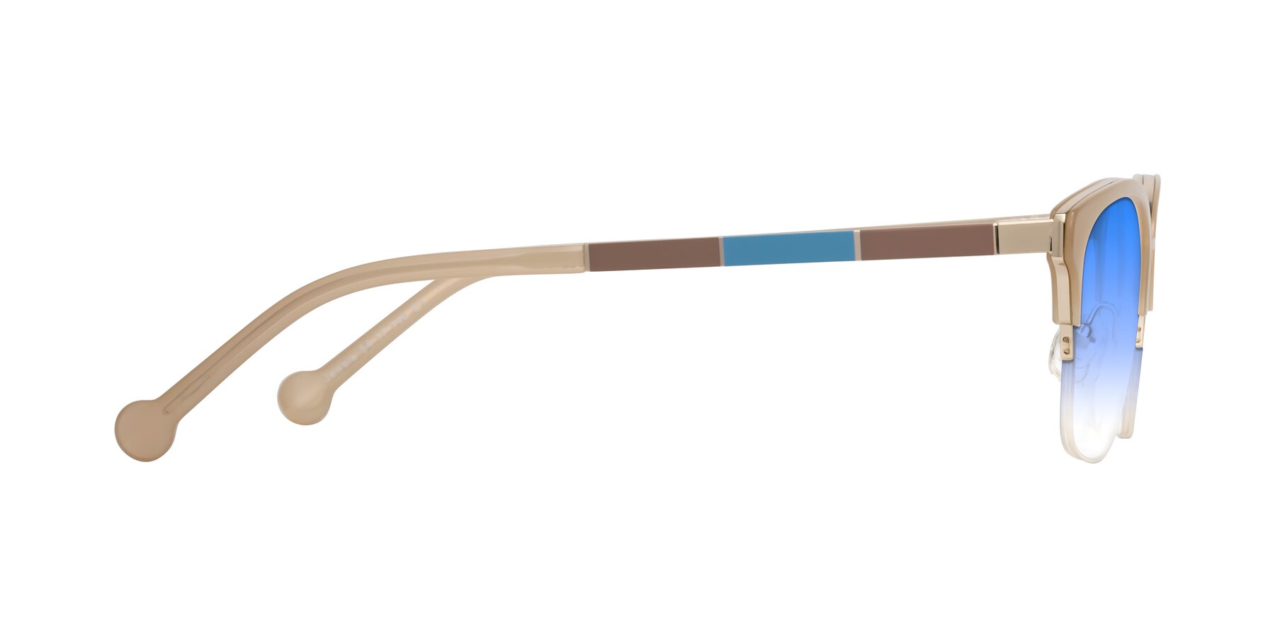 Side of Jewels in Beige-Gold with Blue Gradient Lenses