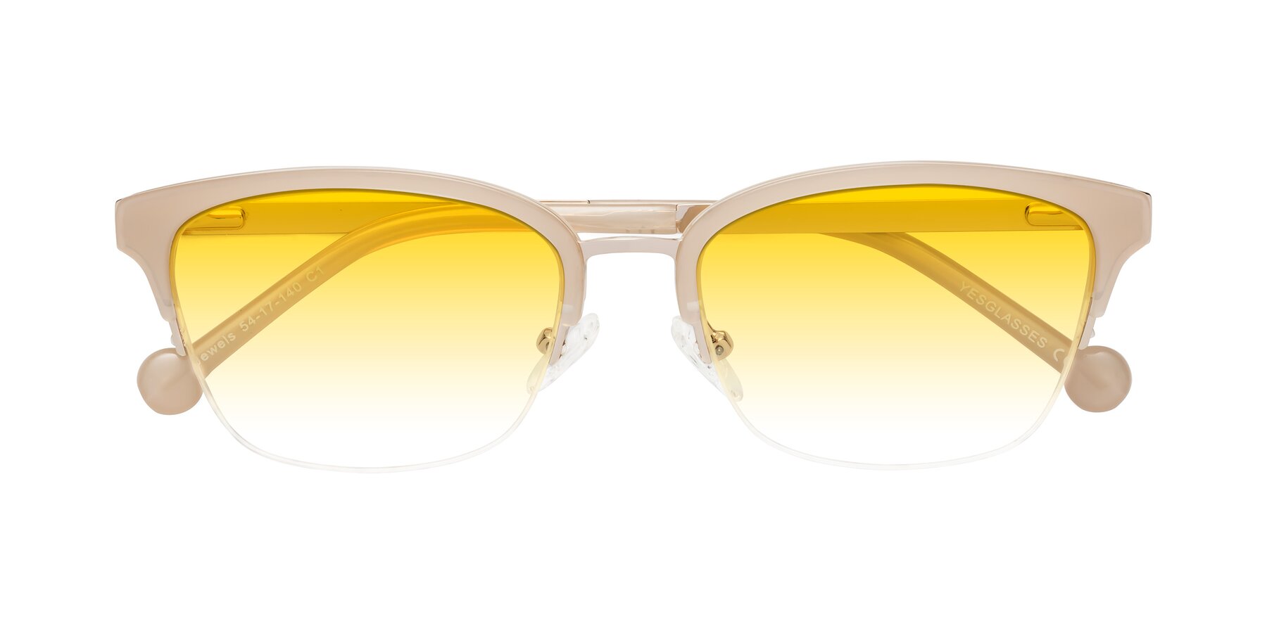 Folded Front of Jewels in Beige-Gold with Yellow Gradient Lenses