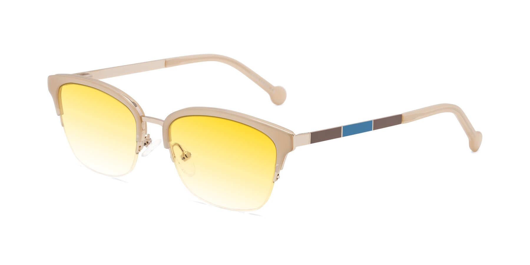 Angle of Jewels in Beige-Gold with Yellow Gradient Lenses