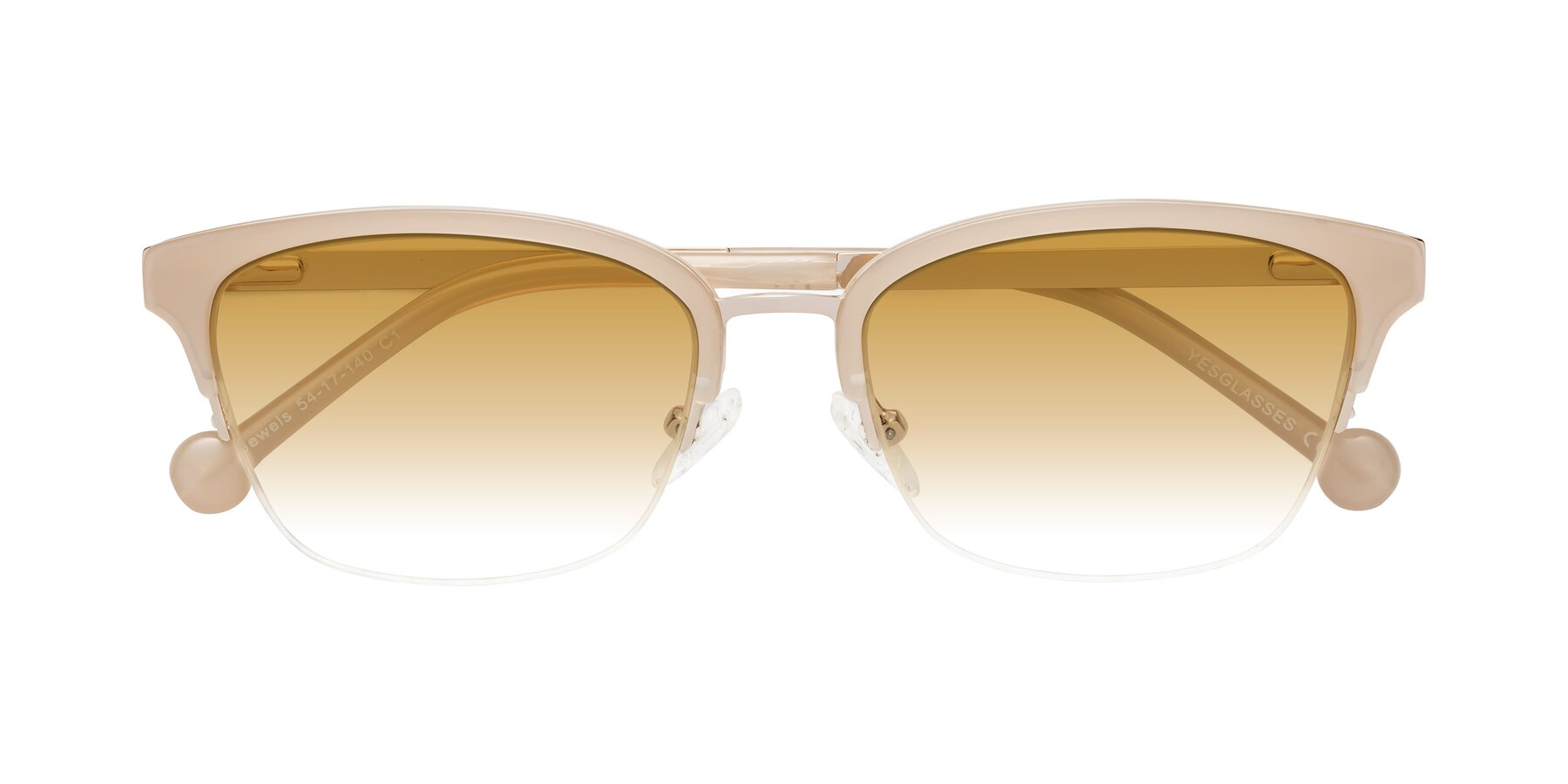 Folded Front of Jewels in Beige-Gold with Champagne Gradient Lenses