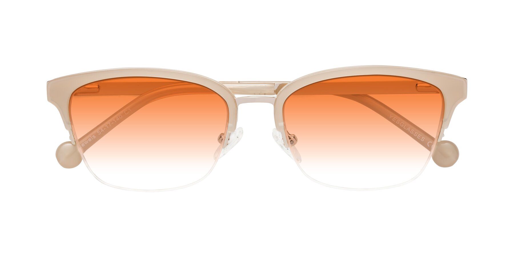 Folded Front of Jewels in Beige-Gold with Orange Gradient Lenses