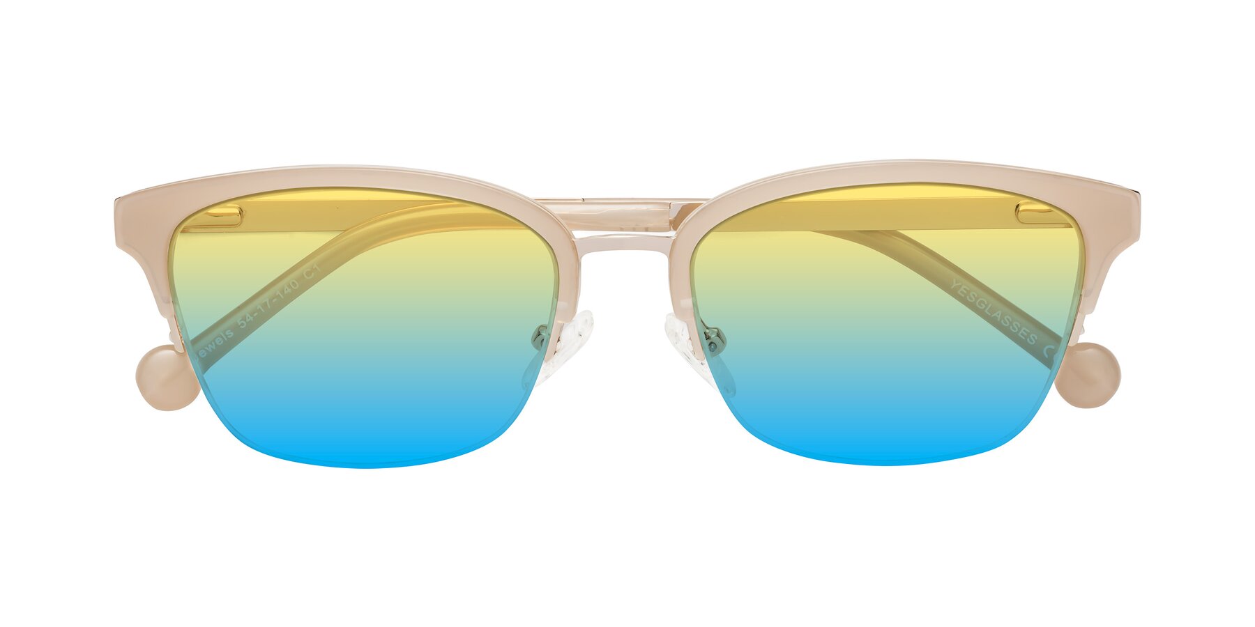 Folded Front of Jewels in Beige-Gold with Yellow / Blue Gradient Lenses