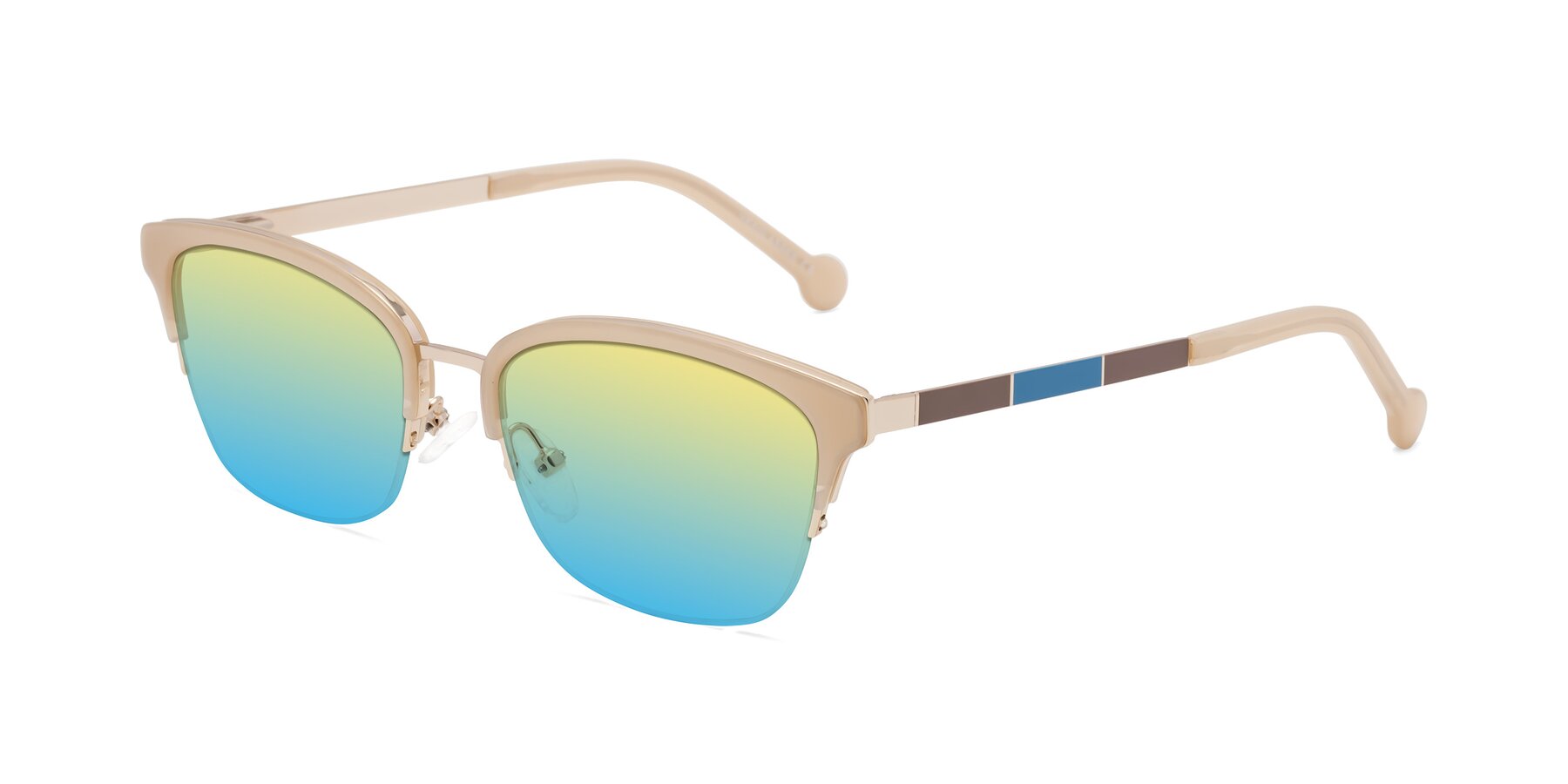 Angle of Jewels in Beige-Gold with Yellow / Blue Gradient Lenses