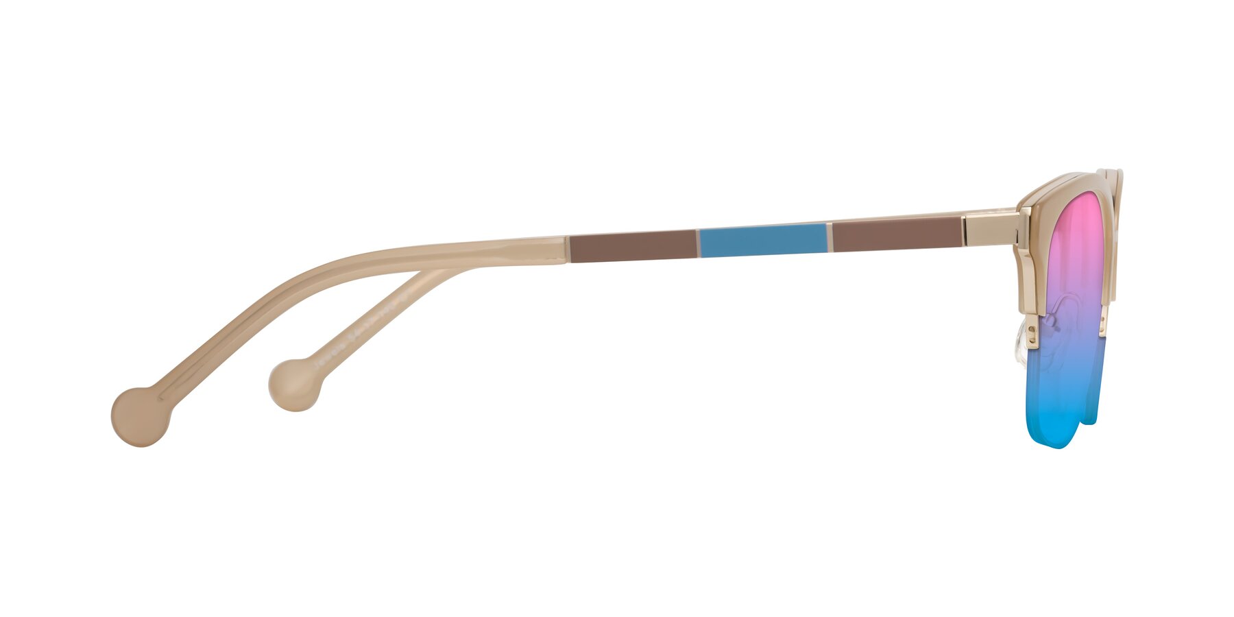 Side of Jewels in Beige-Gold with Pink / Blue Gradient Lenses