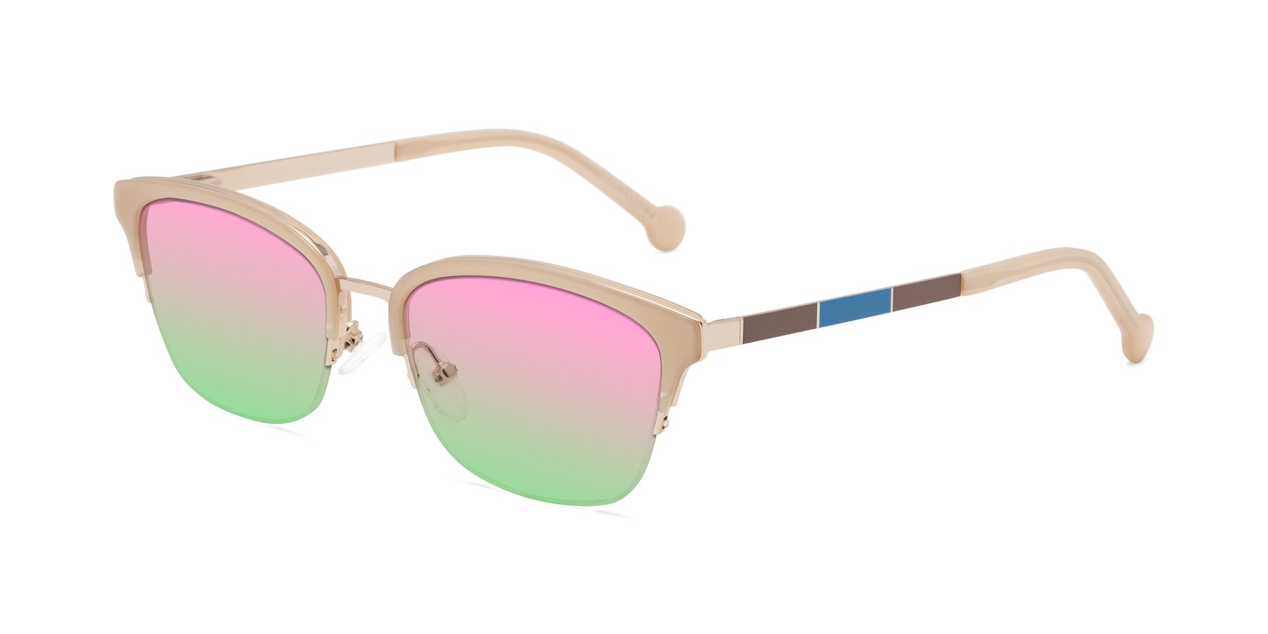 Angle of Jewels in Beige-Gold with Pink / Green Gradient Lenses